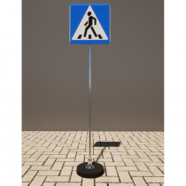 Знак дорожный "Пешеходный переход" 5.19.1 типоразмер 40 на стойке с основанием 3кг - «globural.ru» - Междуреченск