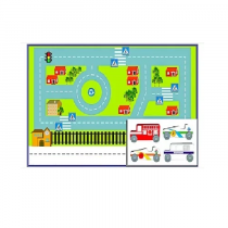 Игровой коврик "Дорожное движение - 3" с набором транспортных средств - «globural.ru» - Междуреченск