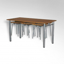 Стол обеденный 6-ти местый на металлокаркасе с навесами под табурет - «globural.ru» - Междуреченск