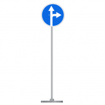 Знак дорожный " Движение прямо или направо" 4.1.4  типоразмер 40 на стойке с основанием 3кг - «globural.ru» - Междуреченск