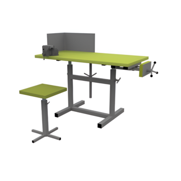 Верстак ученический комбинированный с тисками и струбциной, с защитным экраном и табуретом - «globural.ru» - Междуреченск