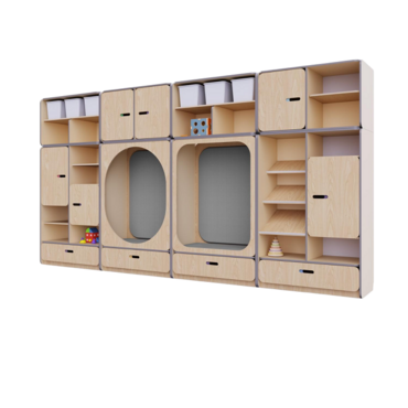 Детская стенка с местом для хранения и зонами отдыха из коллекции «НЕГА» (цвет бежевый) - «globural.ru» - Междуреченск