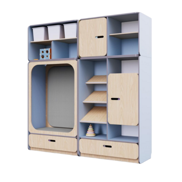 Детская стенка с местом для хранения и прямоугольной зоной отдыха из коллекции «НЕГА» (цвет голубой) - «globural.ru» - Междуреченск