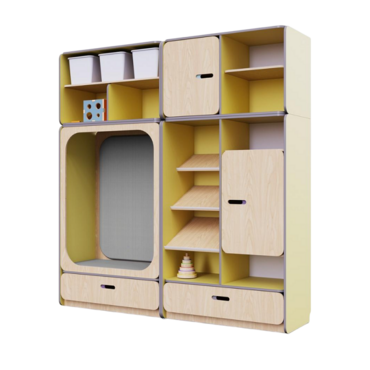 Детская стенка с местом для хранения и прямоугольной зоной отдыха из коллекции «НЕГА» (цвет желтый) - «globural.ru» - Междуреченск