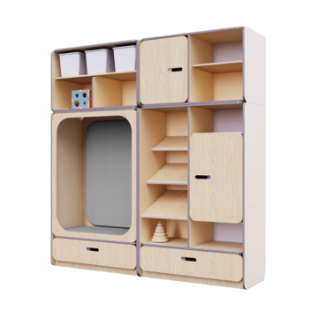 Детская стенка с местом для хранения и прямоугольной зоной отдыха из коллекции «НЕГА» (цвет бежевый) - «globural.ru» - Междуреченск