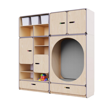 Детская стенка с местом для хранения и овальной зоной отдыха из коллекции «НЕГА» (цвет бежевый) - «globural.ru» - Междуреченск