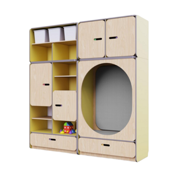 Детская стенка с местом для хранения и овальной зоной отдыха из коллекции «НЕГА» (цвет желтый) - «globural.ru» - Междуреченск