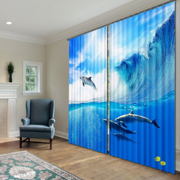 Комплект светонепроницаемых штор "Дельфины" - «globural.ru» - Междуреченск